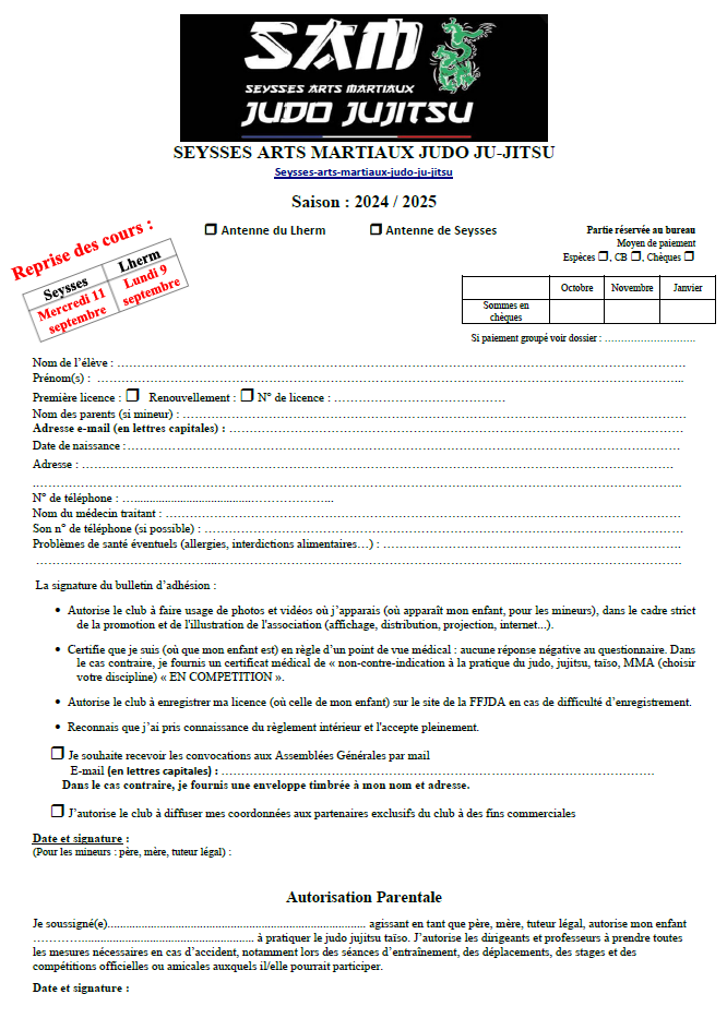 dossier d'inscription