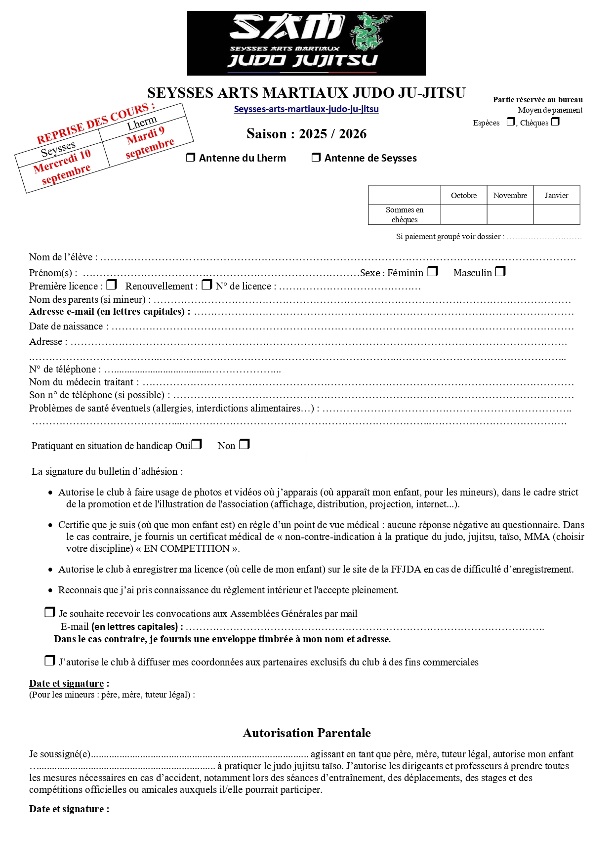 dossier d'inscription